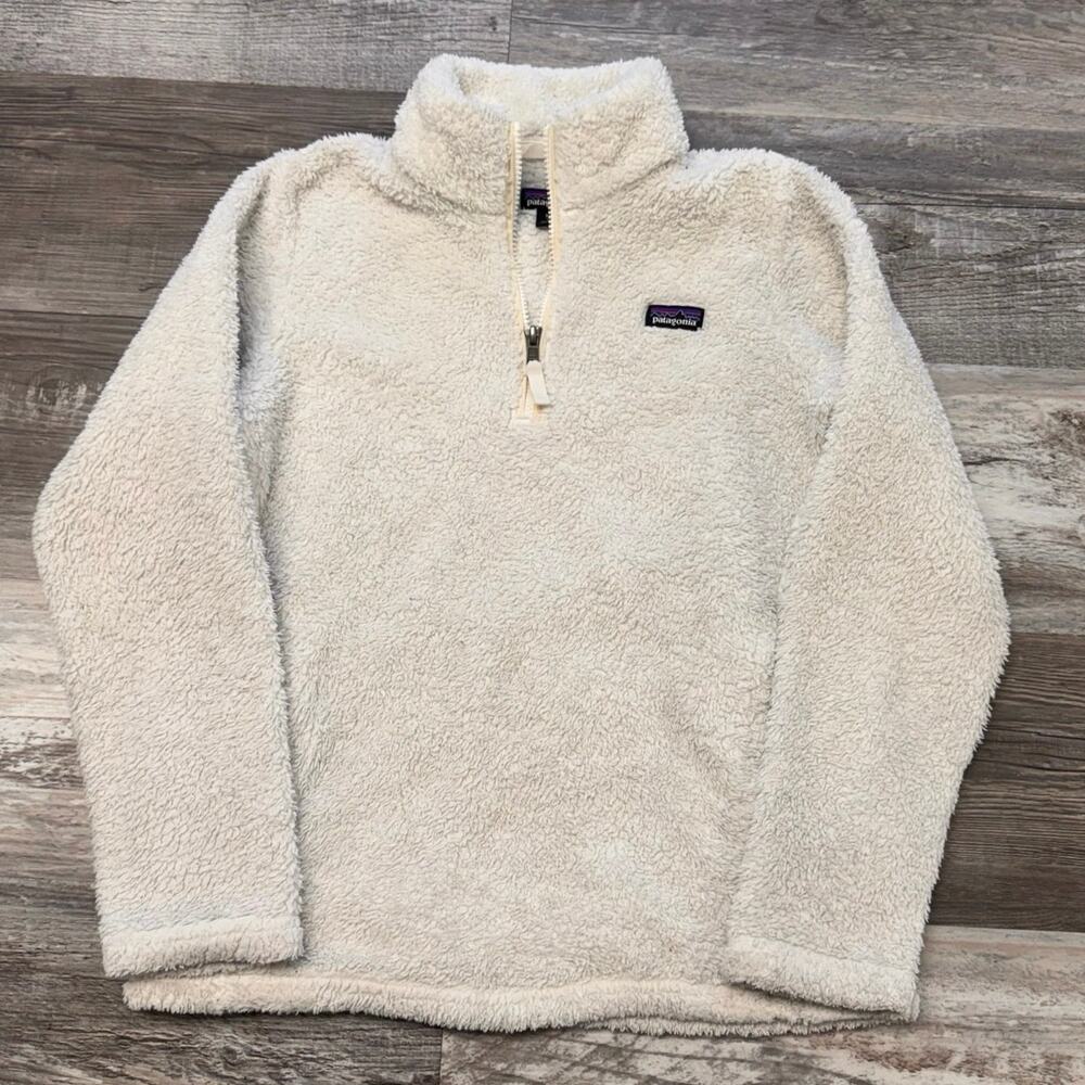 Patagonia‎ Jacket Los Gatos Fleece Birch White Girls XL 1/4 Zip Mock Neck Youth